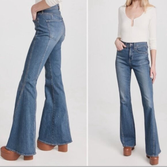 NWT Veronica Beard Sheridan Wn Flare Jean sz 30 Y2K Quiet Luxury Dark Academia - Picture 1 of 15
